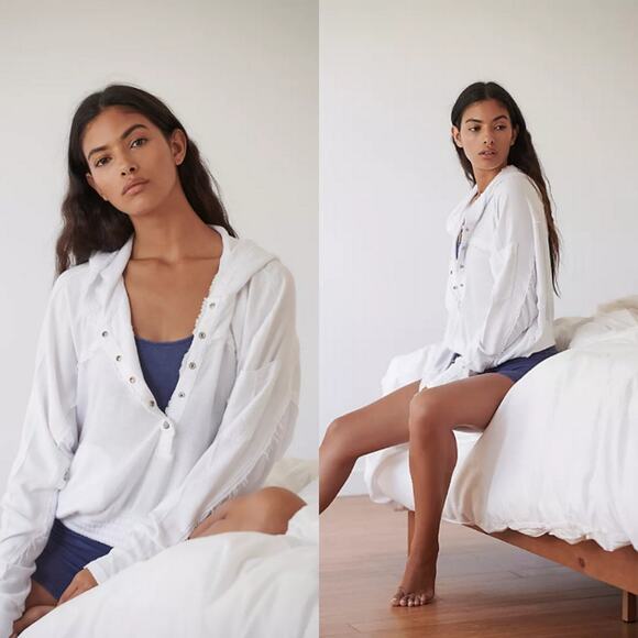 Free People Movement Windy Meadow Hoodie White S/P Fall Winter Cozy Lounge - Picture 1 of 4
